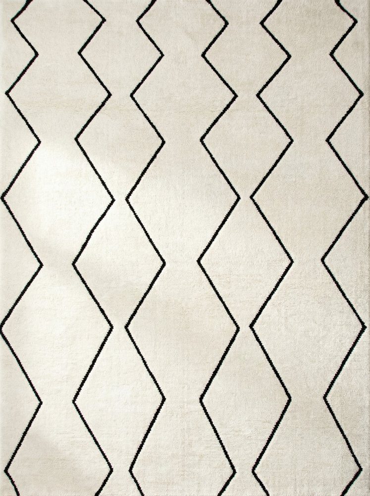 7' X 10' Beige and Black Geometric Power Loom Distressed Non Skid Area Rug