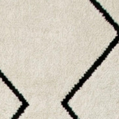 7' X 10' Beige and Black Geometric Power Loom Distressed Non Skid Area Rug