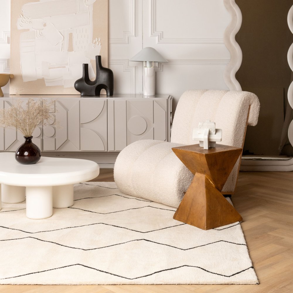 7' X 10' Beige and Black Geometric Power Loom Distressed Non Skid Area Rug