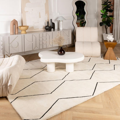 7' X 10' Beige and Black Geometric Power Loom Distressed Non Skid Area Rug