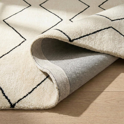 7' X 10' Beige and Black Geometric Power Loom Distressed Non Skid Area Rug