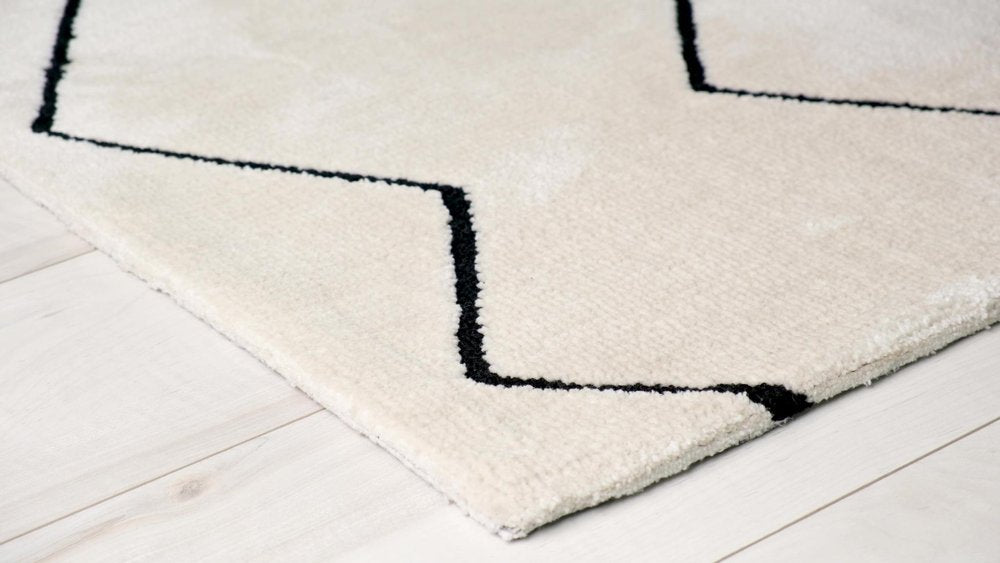 7' X 10' Beige and Black Geometric Power Loom Distressed Non Skid Area Rug