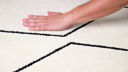 7' X 10' Beige and Black Geometric Power Loom Distressed Non Skid Area Rug