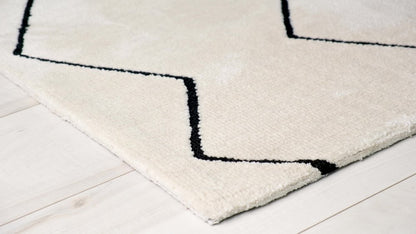 8' X 11' Beige and Black Geometric Power Loom Distressed Non Skid Area Rug