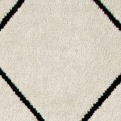 8' X 11' Beige and Black Geometric Power Loom Distressed Non Skid Area Rug