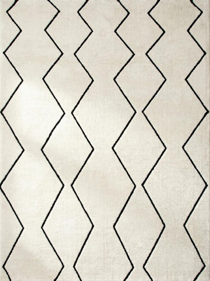 8' X 11' Beige and Black Geometric Power Loom Distressed Non Skid Area Rug