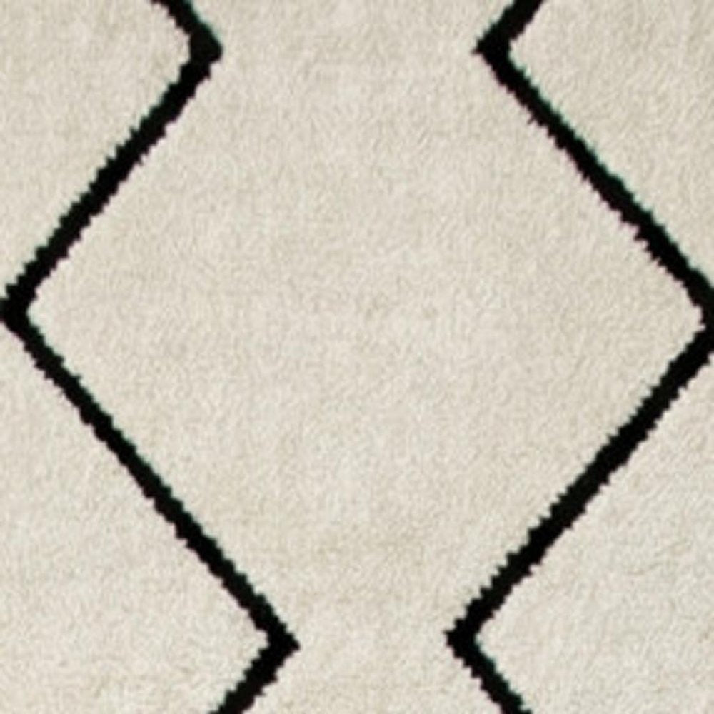 8' X 11' Beige and Black Geometric Power Loom Distressed Non Skid Area Rug
