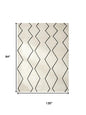 8' X 11' Beige and Black Geometric Power Loom Distressed Non Skid Area Rug