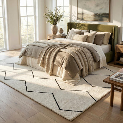 8' X 11' Beige and Black Geometric Power Loom Distressed Non Skid Area Rug