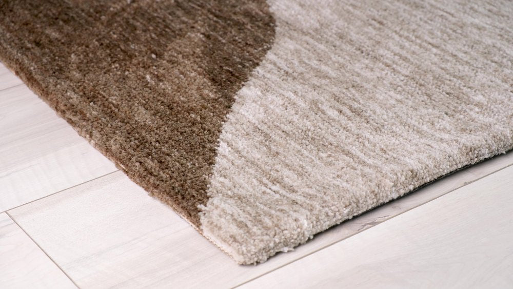 8' X 11' Beige and Brown Abstract Power Loom Distressed Non Skid Area Rug