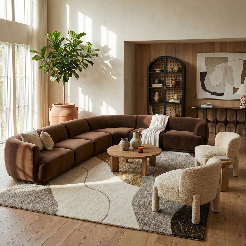 8' X 11' Beige and Brown Abstract Power Loom Distressed Non Skid Area Rug