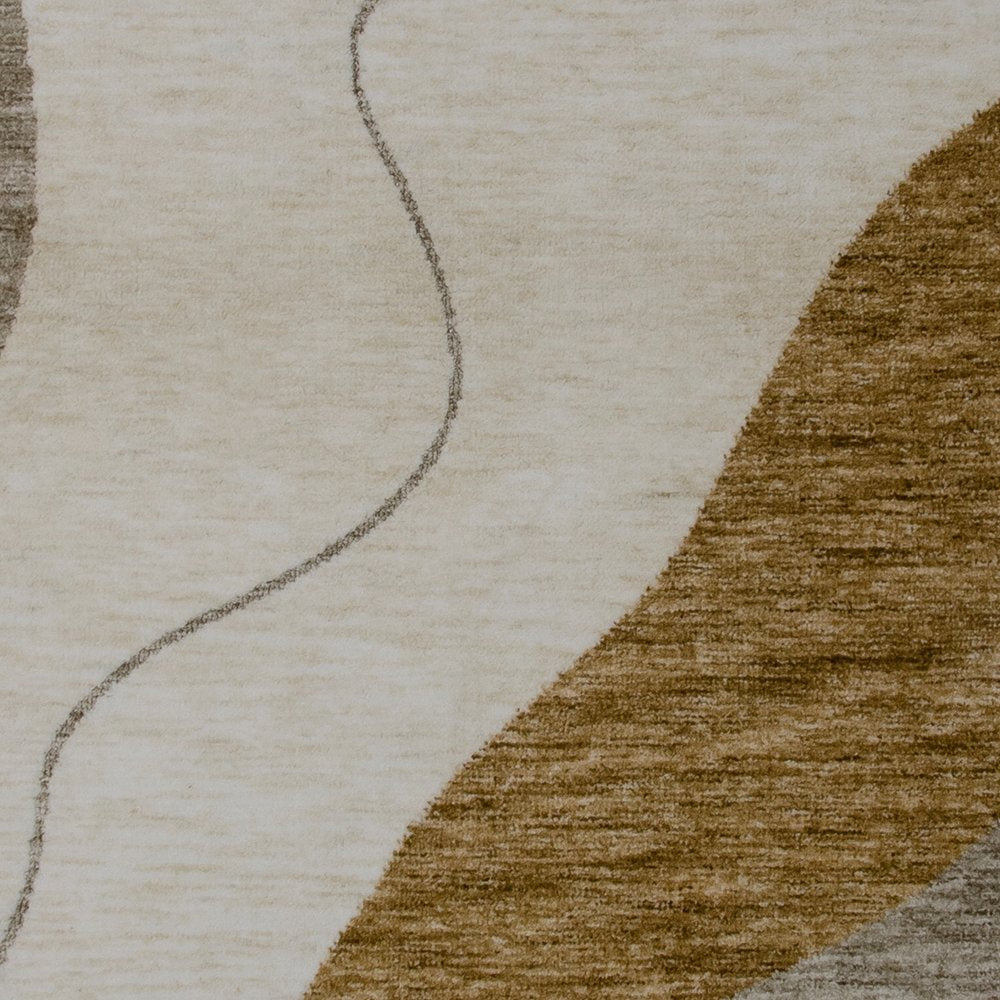8' X 11' Beige and Brown Abstract Power Loom Distressed Non Skid Area Rug