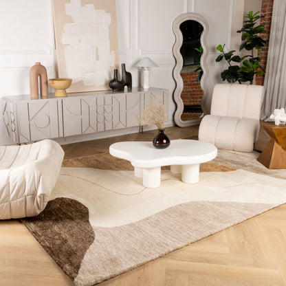 8' X 11' Beige and Brown Abstract Power Loom Distressed Non Skid Area Rug