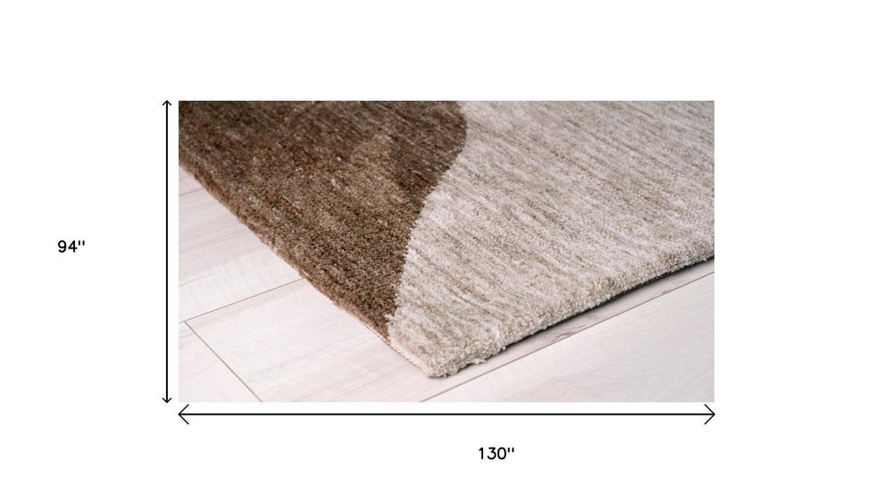 8' X 11' Beige and Brown Abstract Power Loom Distressed Non Skid Area Rug