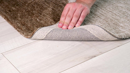 8' X 11' Beige and Brown Abstract Power Loom Distressed Non Skid Area Rug