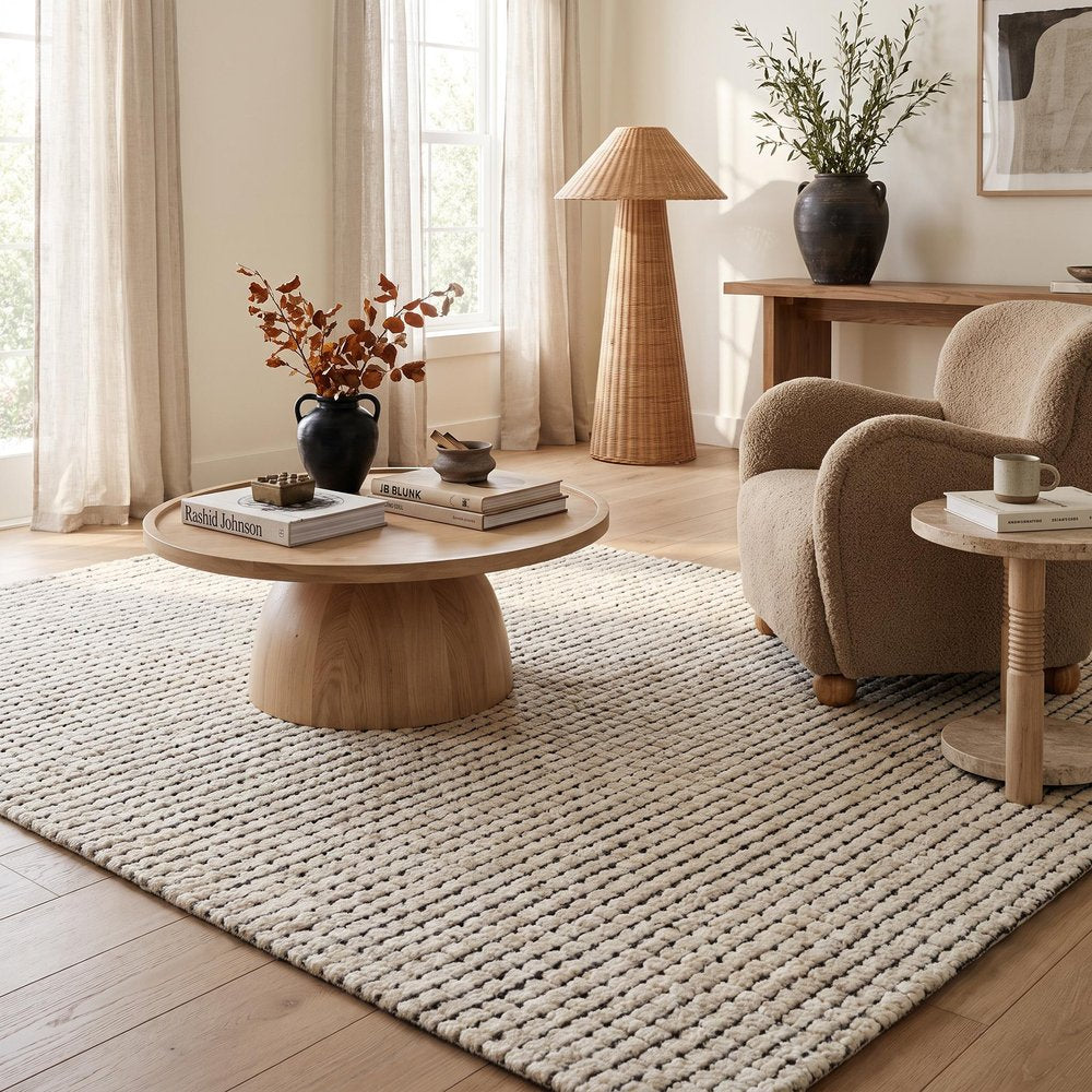 5' X 8' Beige and Black Checkered Power Loom Distressed Area Rug