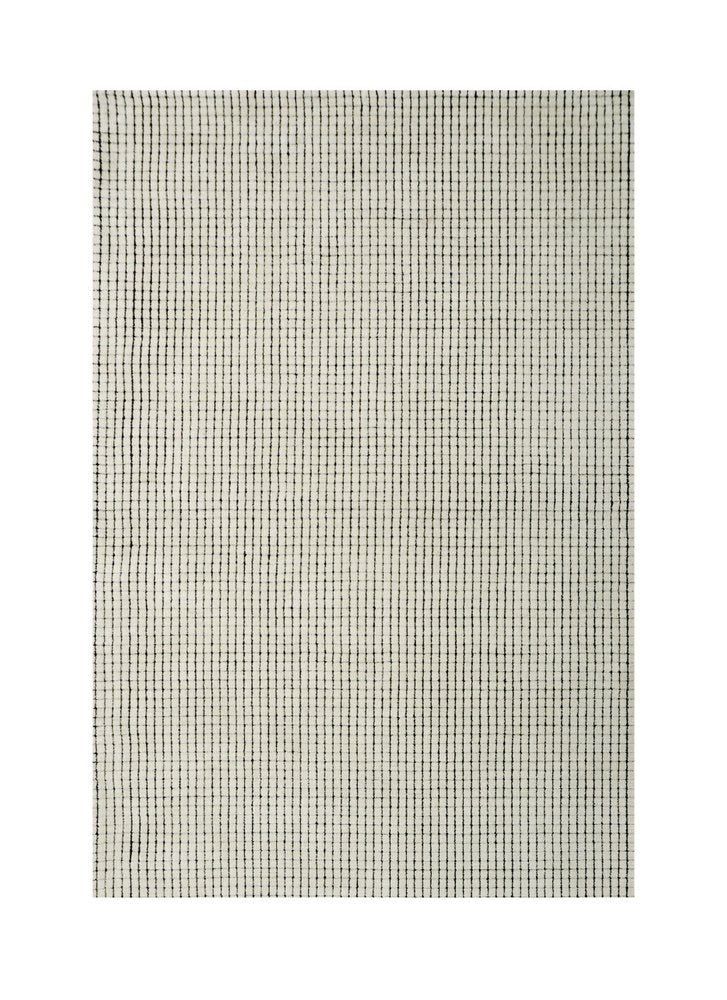 5' X 8' Beige and Black Checkered Power Loom Distressed Area Rug