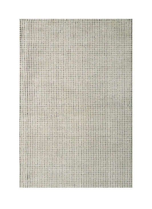 5' X 8' Beige and Black Checkered Power Loom Distressed Area Rug