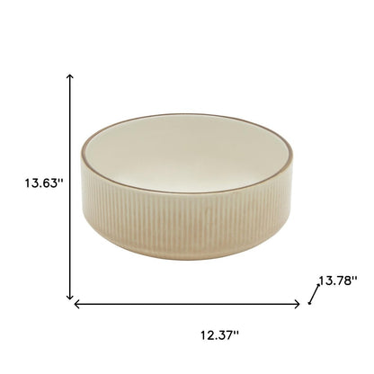 Sand Sixteen Piece Round Striped Ceramic Service For Four Dinnerware Set