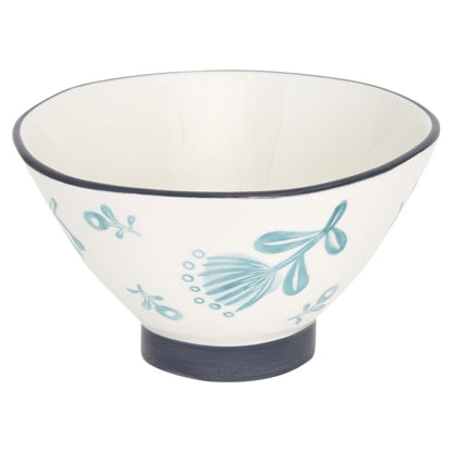 Blue and White Sixteen Piece Round Floral Ceramic Service For Four Dinnerware Set