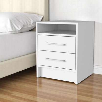 20" White Wood Two Drawer Nightstand