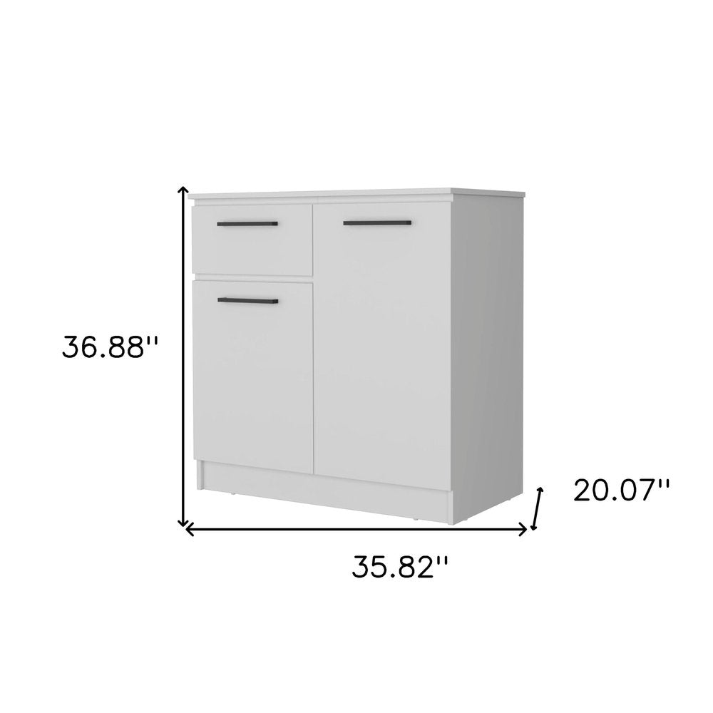 36" White Wood Single Drawer Double Dresser