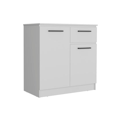 36" White Wood Single Drawer Double Dresser