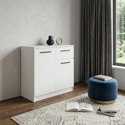 36" White Wood Single Drawer Double Dresser