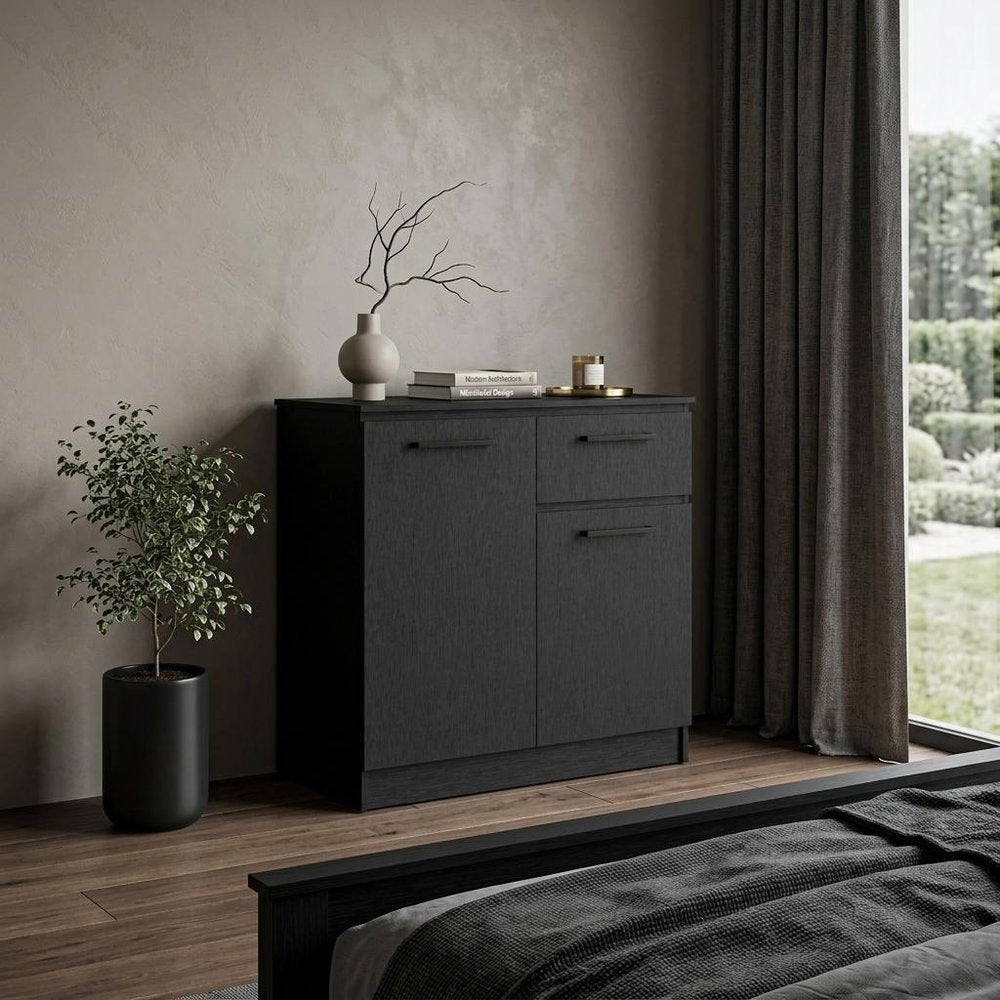 36" Black Wood Single Drawer Dresser