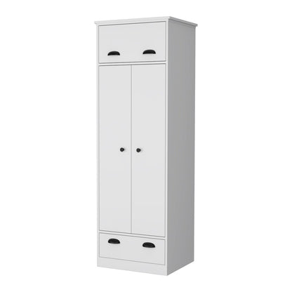 70" White Wood Three Door Single Drawer Combo Dresser