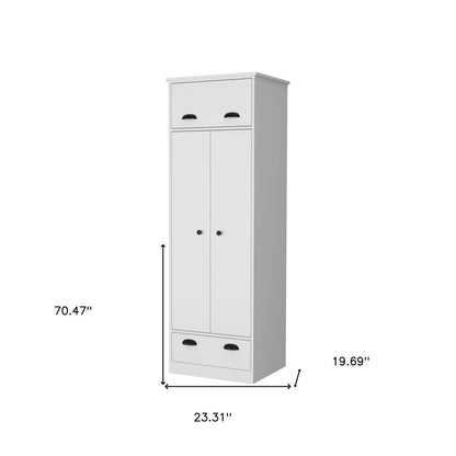 70" White Wood Three Door Single Drawer Combo Dresser