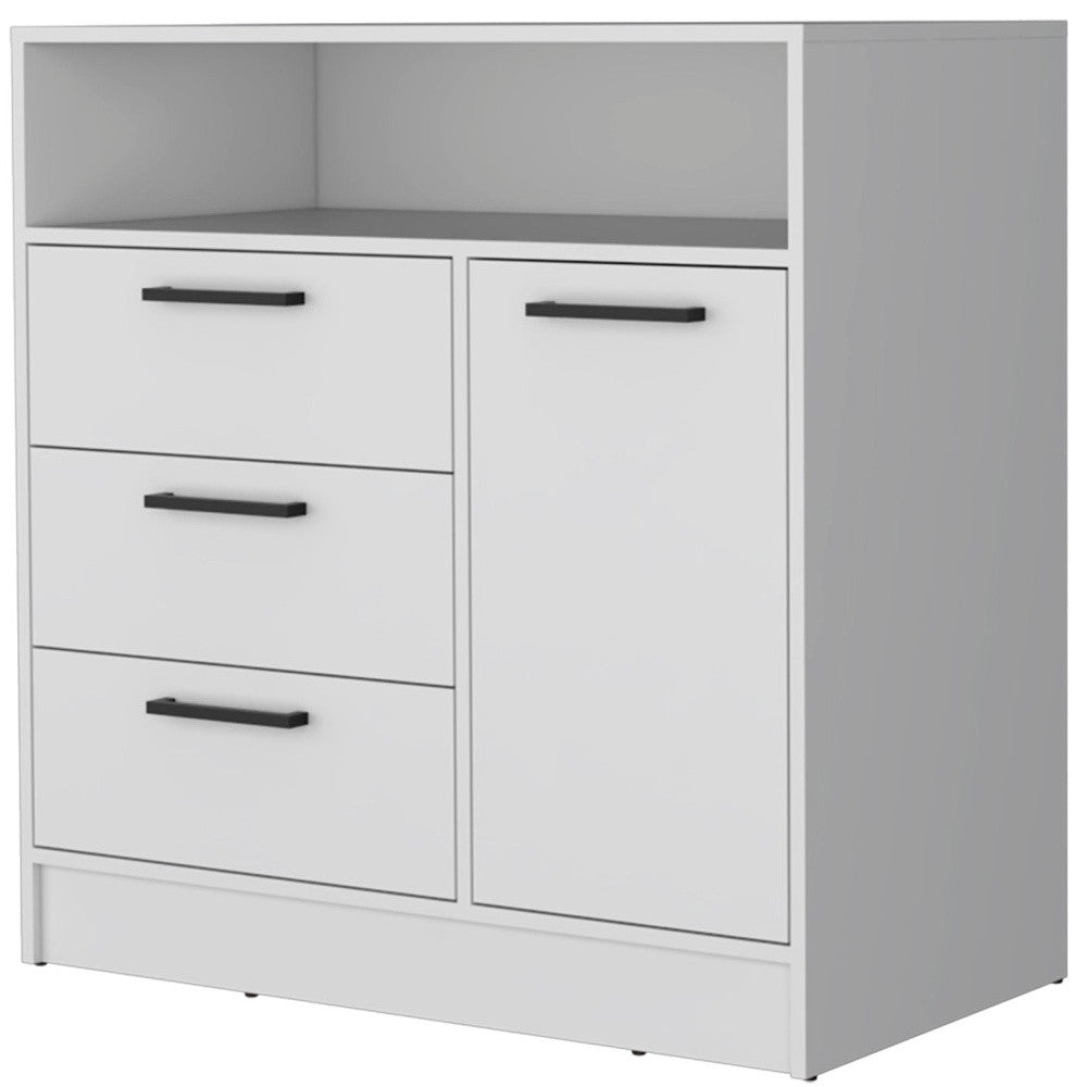 35" White Three Drawer Dresser