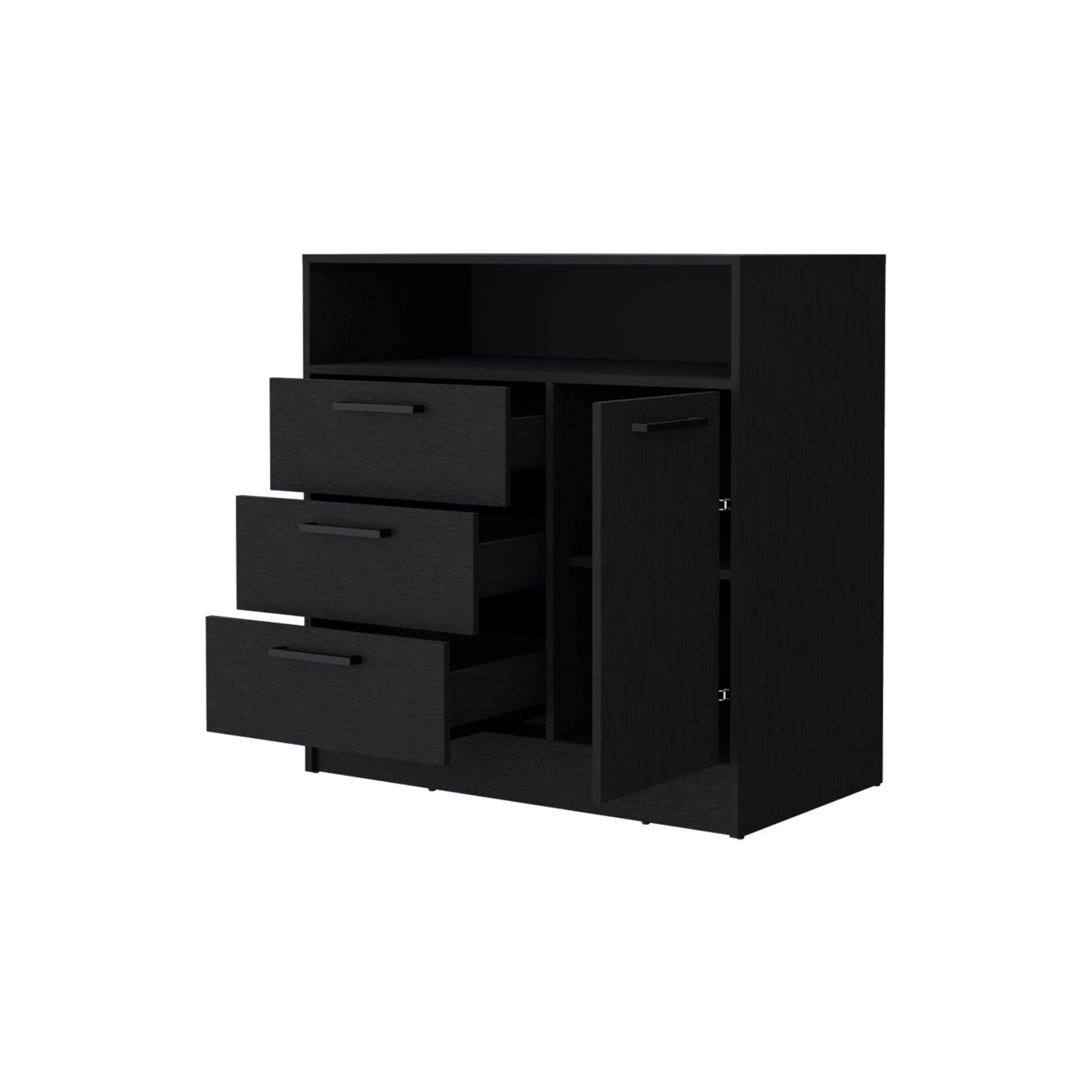 35" Black Three Drawer Dresser