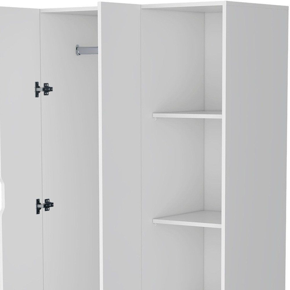 71" White Wood Two Door Single Drawer Combo Dresser