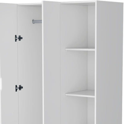 71" White Wood Two Door Single Drawer Combo Dresser