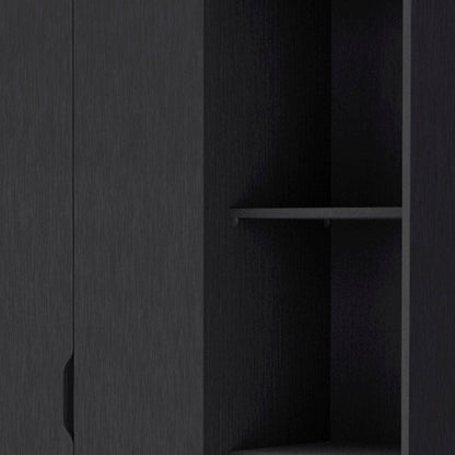 71" Black Wood Two Door Single Drawer Combo Dresser