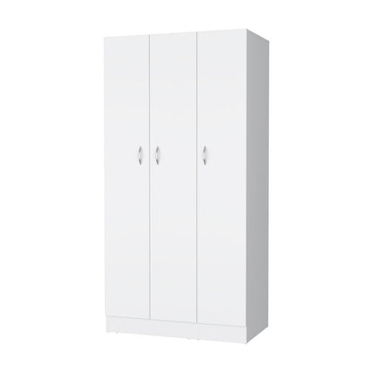 71" White Wood Three Door Two Drawer Combo Dresser