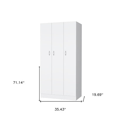 71" White Wood Three Door Two Drawer Combo Dresser