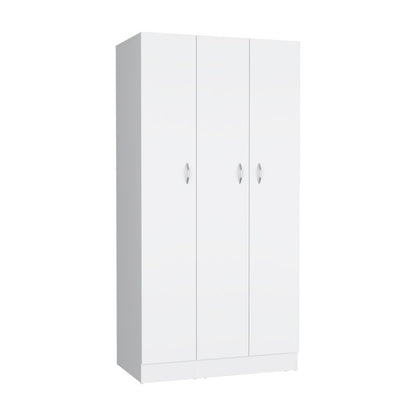 71" White Wood Three Door Two Drawer Combo Dresser