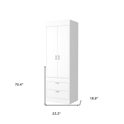 70" White Wood Two Door Two Drawer Combo Dresser