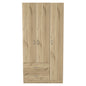 35" Oak Two Drawer Combo Dresser