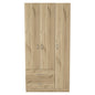 71" Oak Wood Three Door Two Drawer Combo Dresser