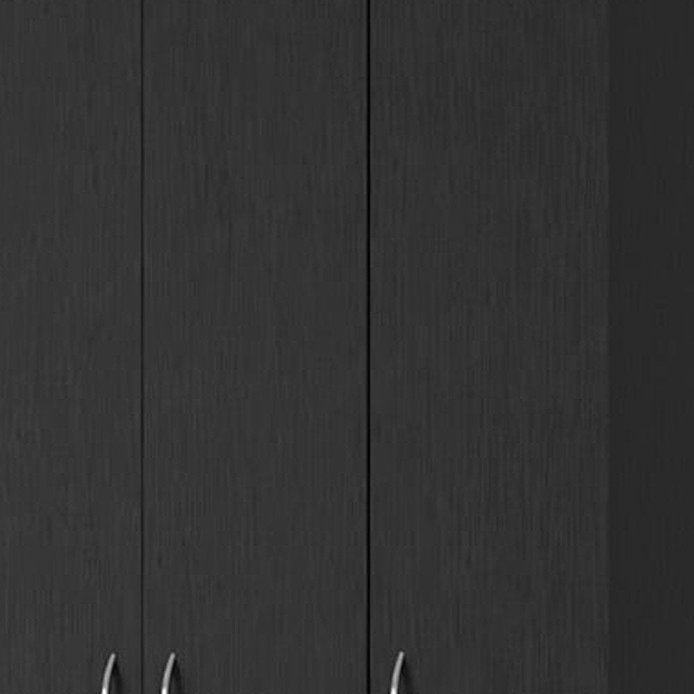 71" Black Wood Three Door Two Drawer Combo Dresser