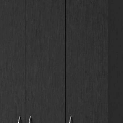 71" Black Wood Three Door Two Drawer Combo Dresser