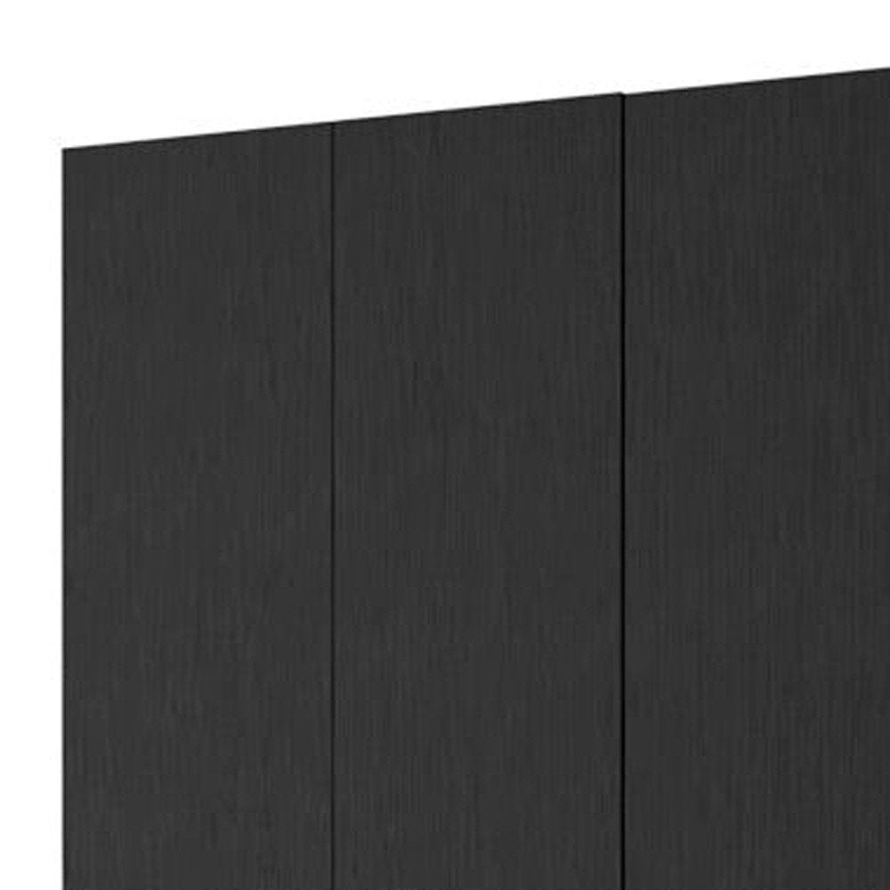71" Black Wood Three Door Two Drawer Combo Dresser