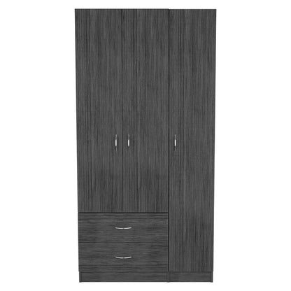 71" Dark Gray Wood Three Door Two Drawer Combo Dresser