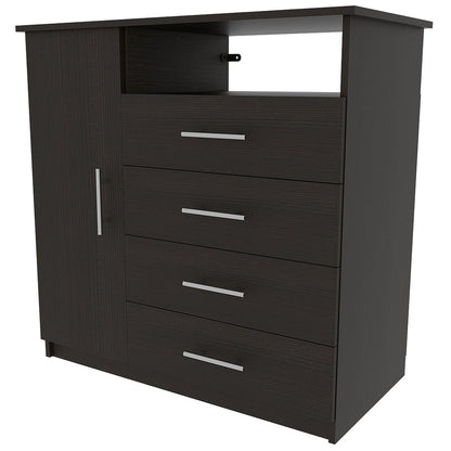 36" Black Wood Four Drawer Dresser