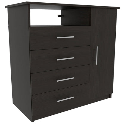 36" Black Wood Four Drawer Dresser