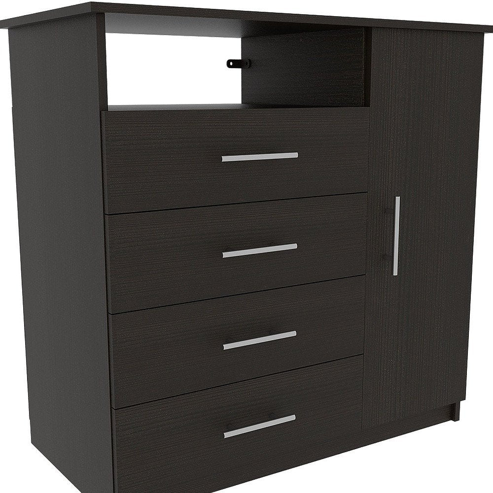 36" Black Wood Four Drawer Dresser