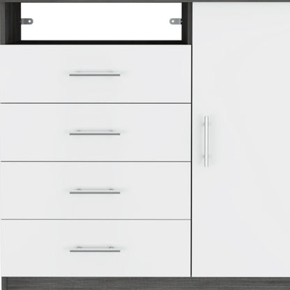 36" White and Gray Four Drawer Combo Dresser